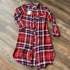 Universal Threads Red Plaid Flannel Shirt Dress NWT -M